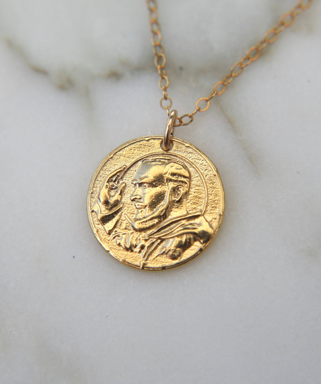 Padre Pio Necklace in Gold Vermeil