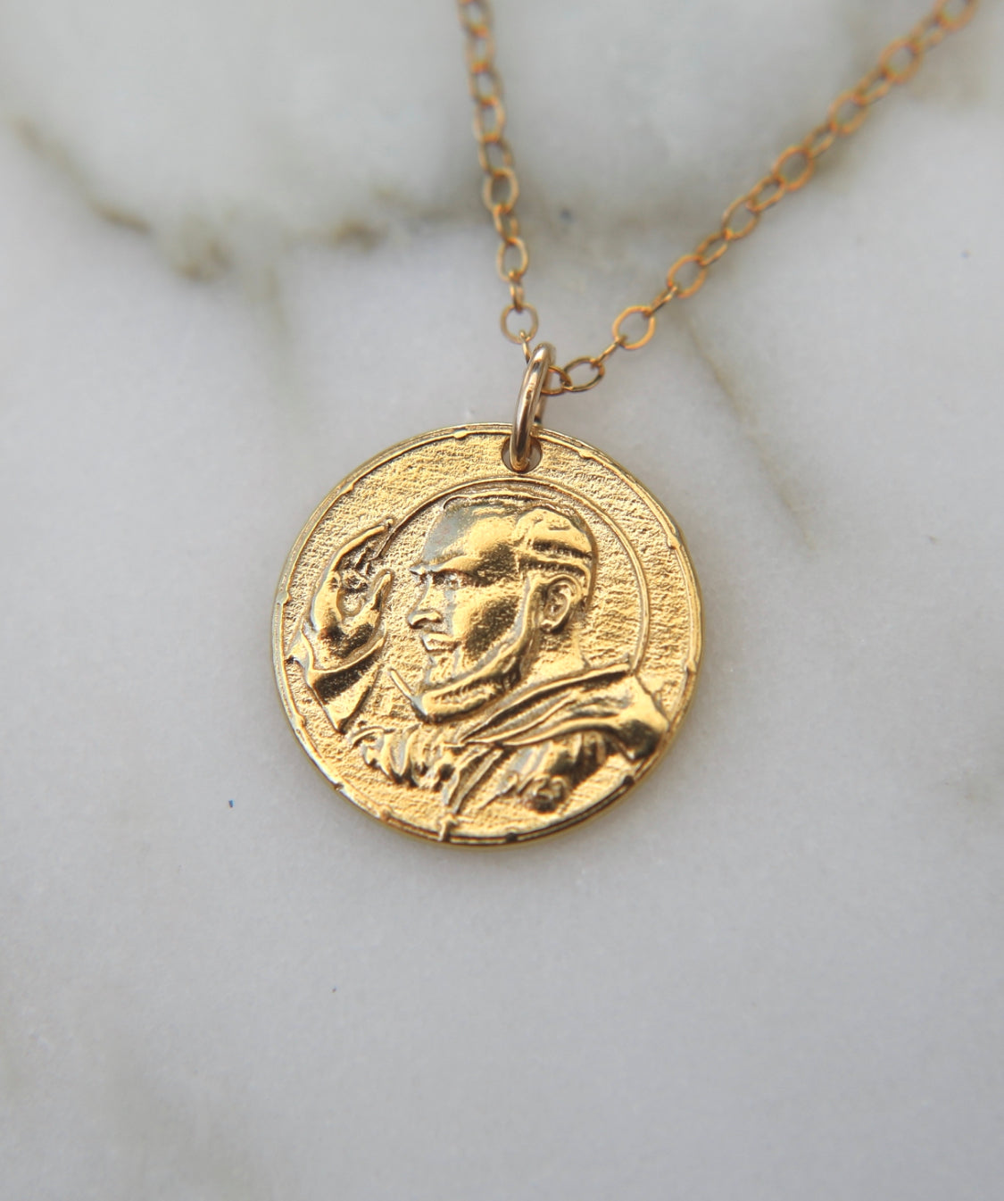 Padre Pio Necklace in Gold Vermeil