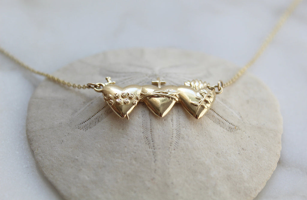 Holy Family Hearts® Necklace in 14k Gold