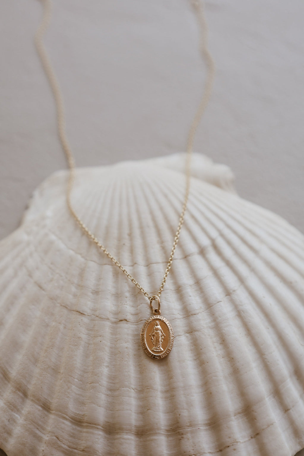 14k Dainty Miraculous Medal Necklace