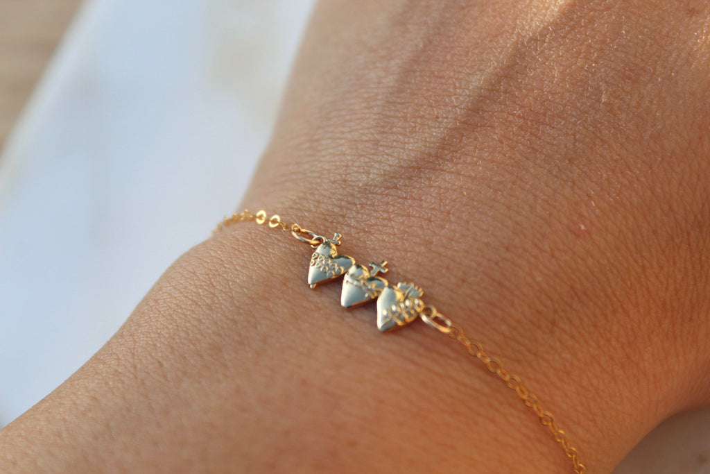 Holy Family Hearts® Bracelet In Polished Brass Tiny Version