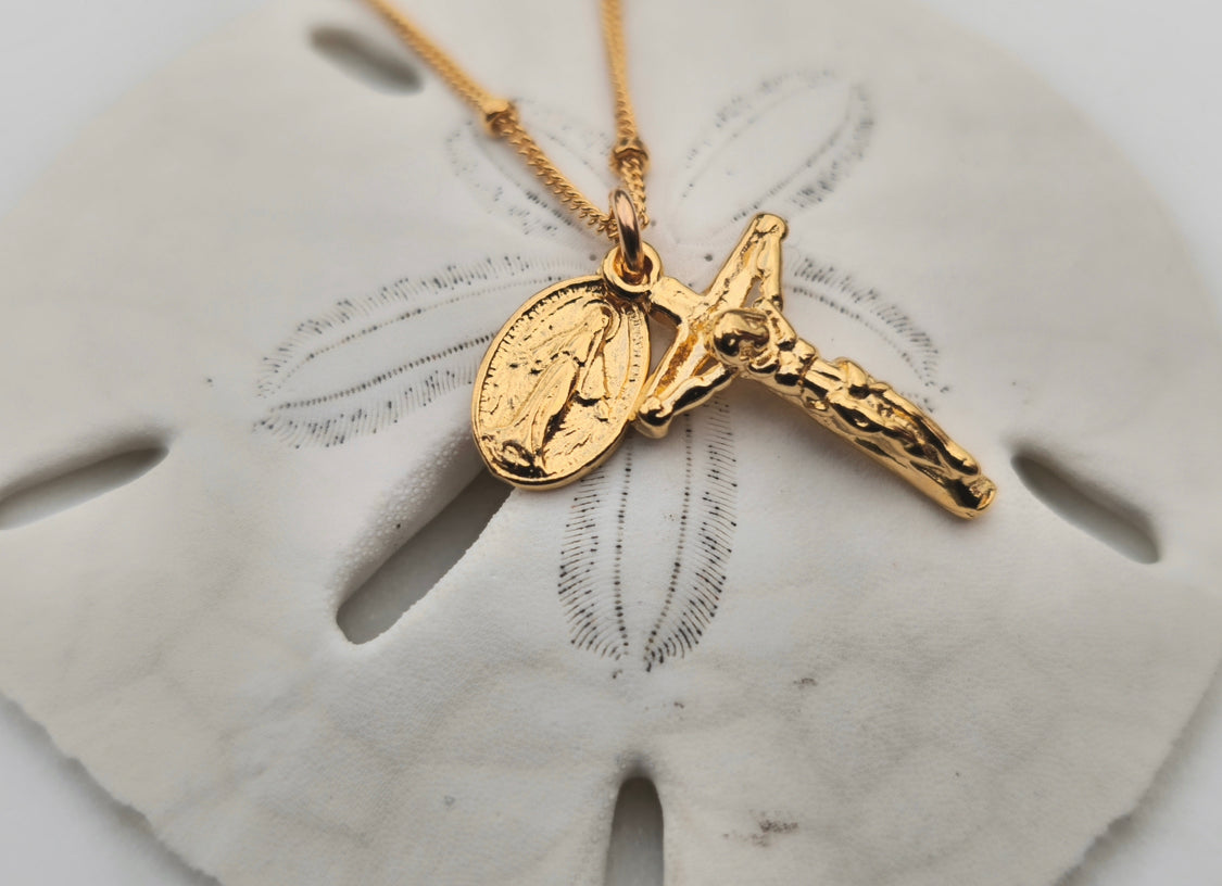 Miraculous Medal and Crucifix Necklace