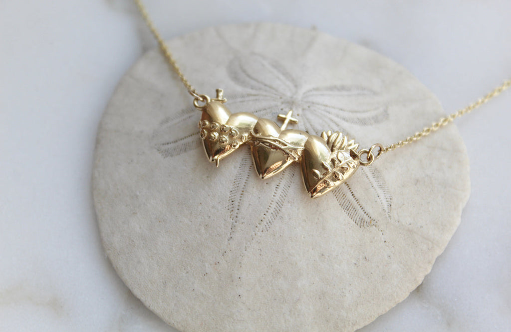 Holy Family Hearts® Necklace in 14k Gold