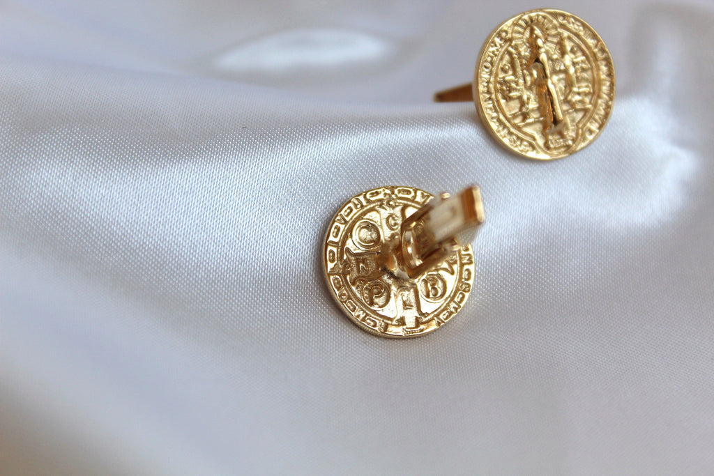St. Benedict Cufflinks in Gold Vermeil
