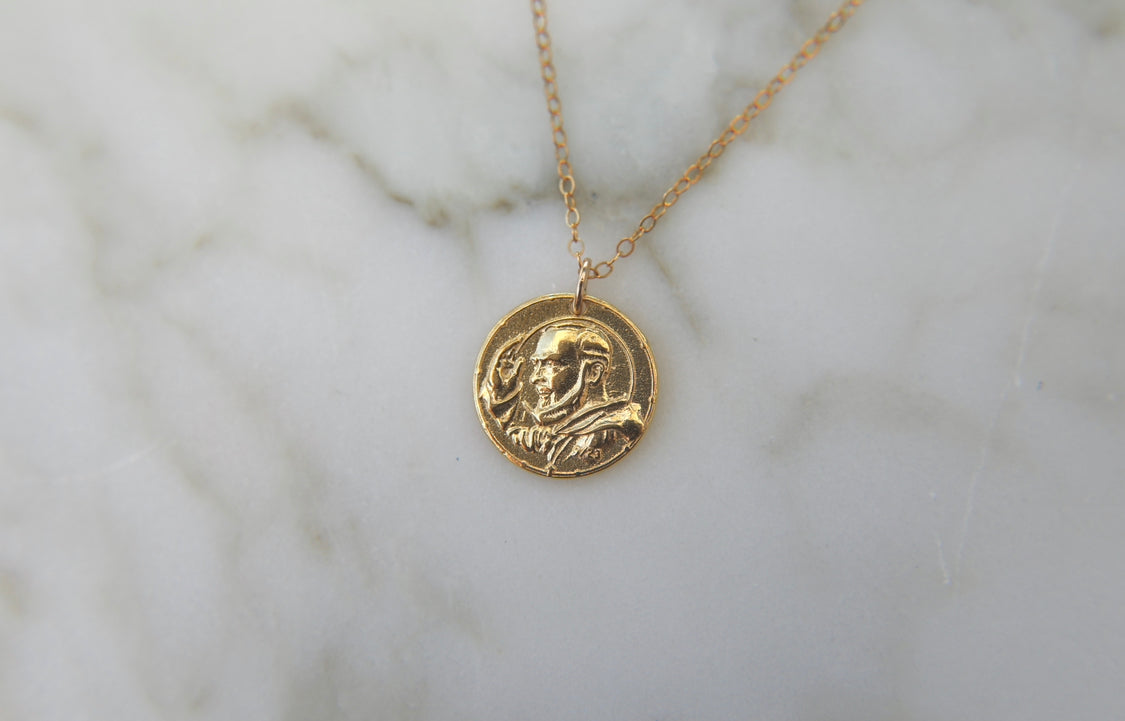 Padre Pio Necklace in Gold Vermeil