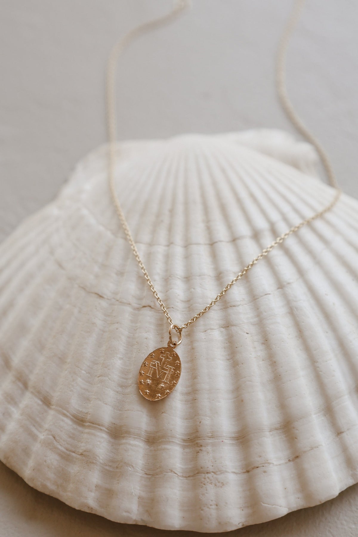 14k Dainty Miraculous Medal Necklace
