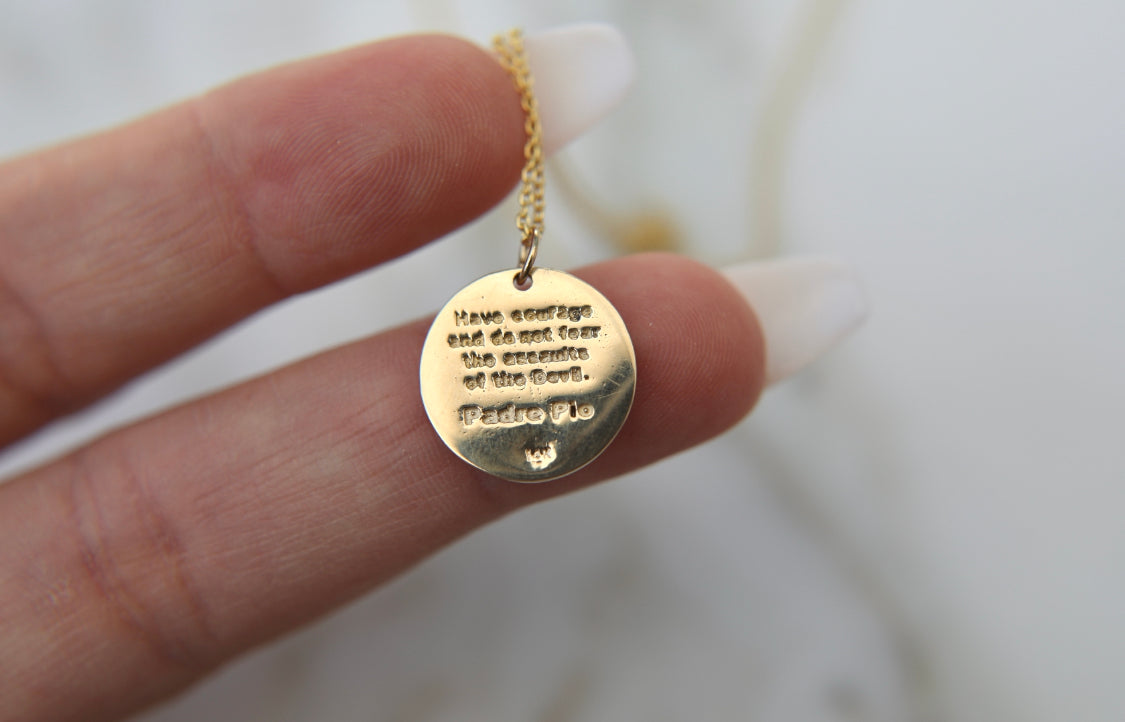 Padre Pio Necklace in 14k Gold