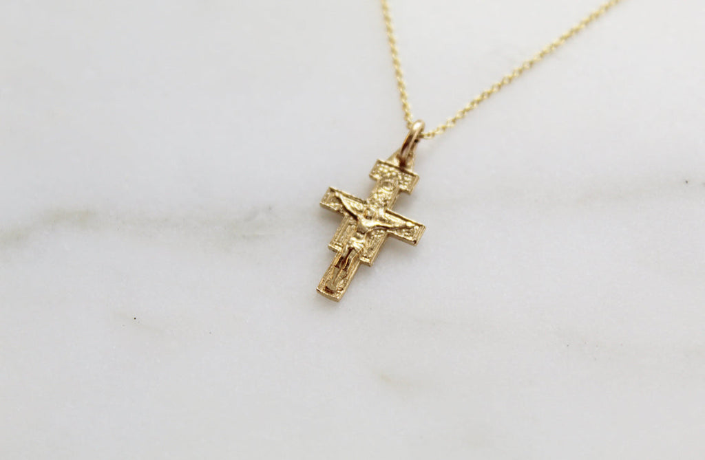 Damiano Crucifix Necklace 14K Gold
