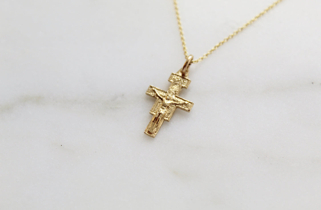 Damiano Crucifix Necklace 14K Gold