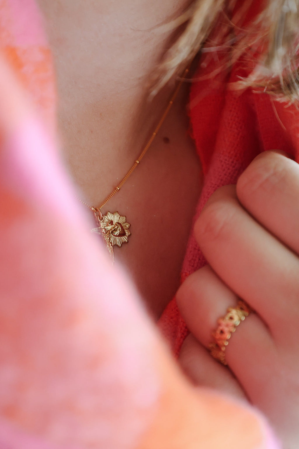 Sacred Heart and Crucifix in Gold Vermeil