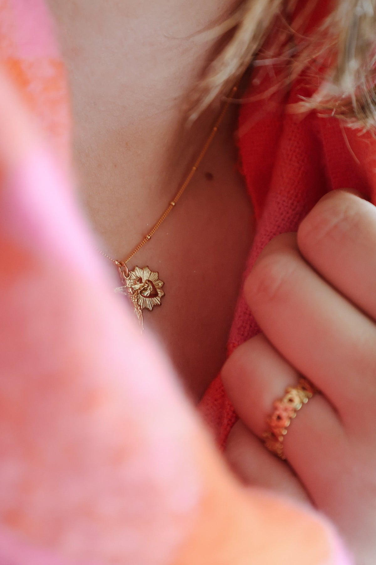 Sacred Heart and Crucifix in Gold Vermeil
