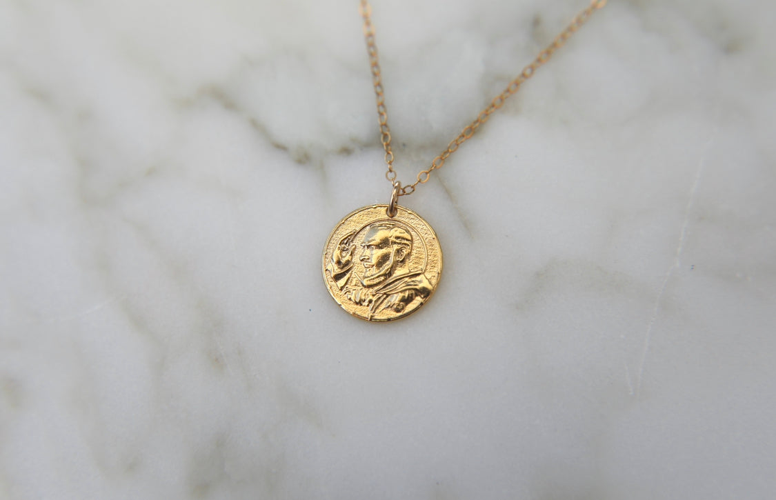 Padre Pio Necklace in Gold Vermeil
