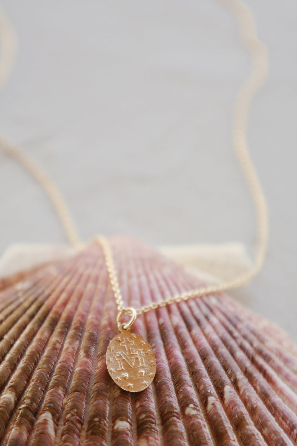 14k Dainty Miraculous Medal Necklace