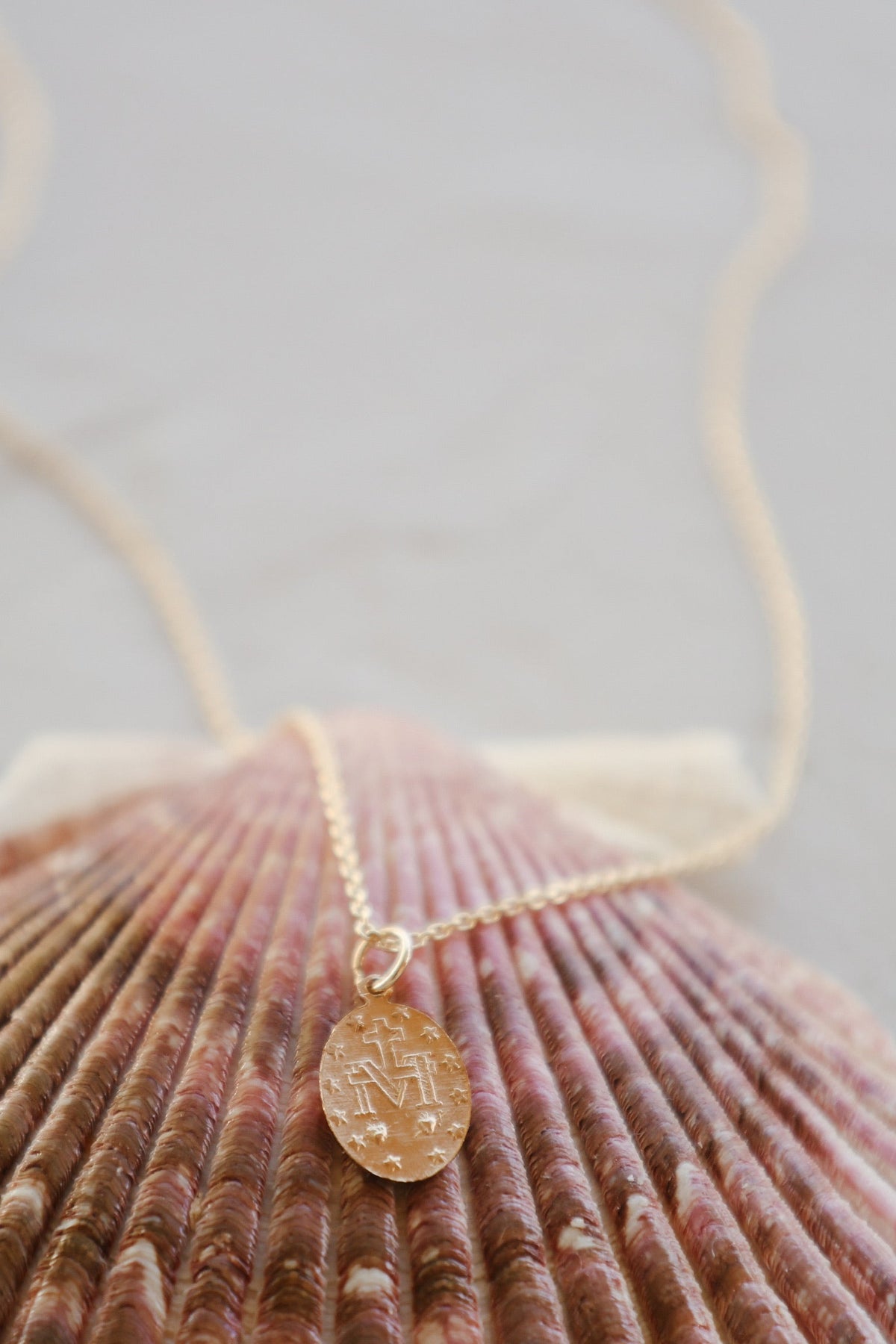 14k Dainty Miraculous Medal Necklace