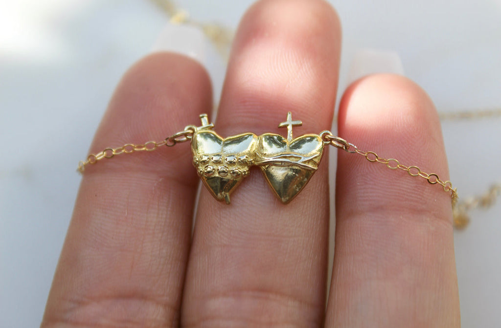 Sacred Heart and Immaculate Heart Necklace