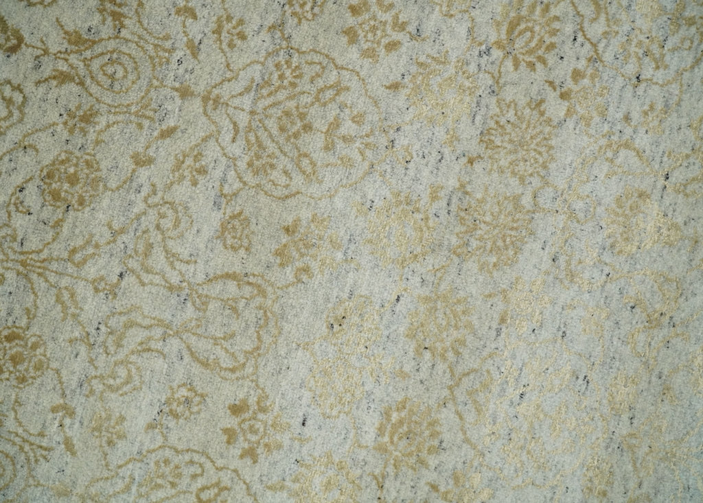 8x10 Fine Hand Knotted Beige and Gold Traditional Vintage Persian Style Antique Silk Rug