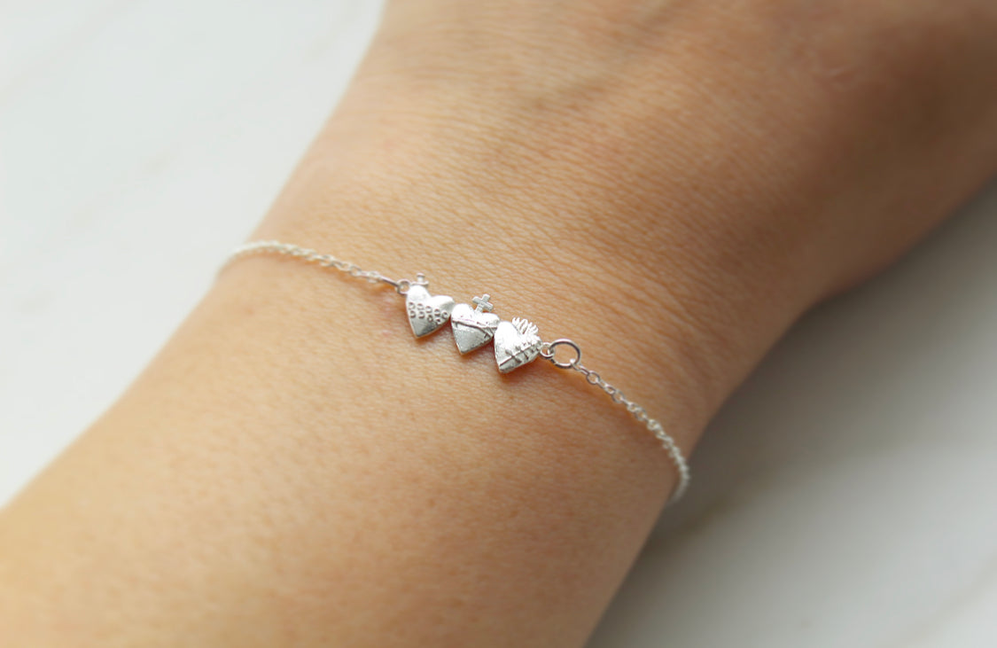 Holy Family Hearts® Bracelet Sterling Silver Tiny Version