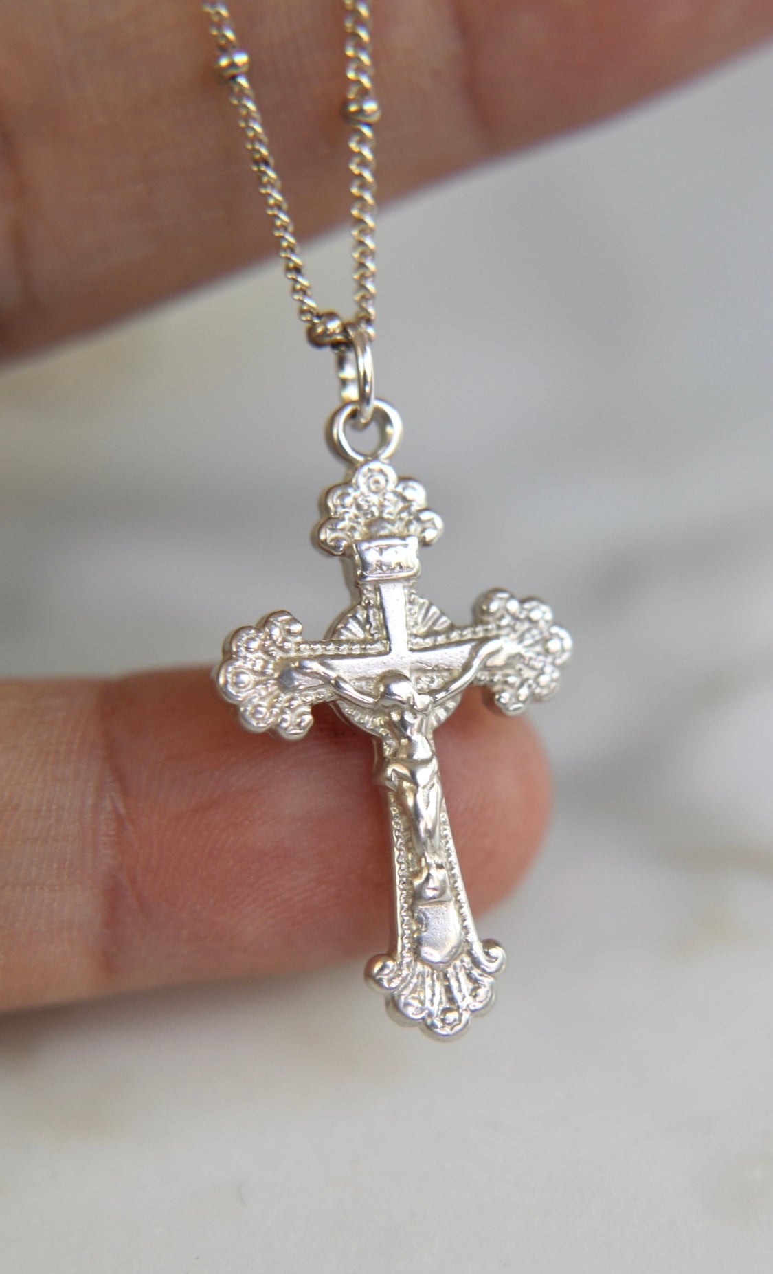 Crucifix Necklace in Sterling Silver