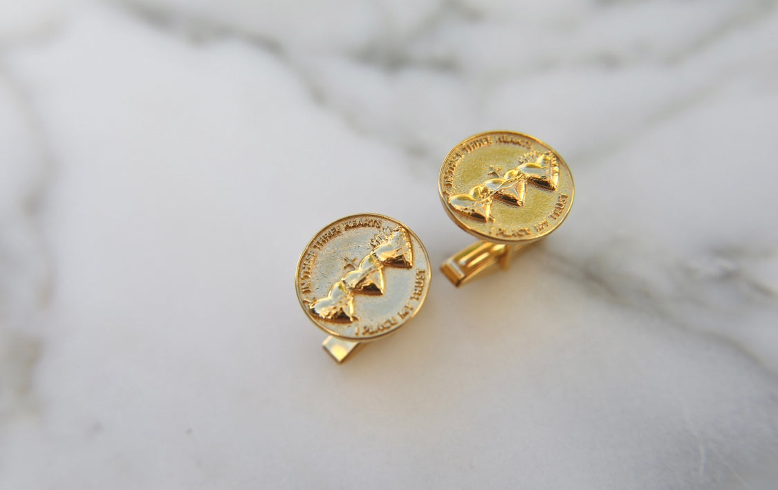 Holy Family Hearts® Cufflinks in Vermeil
