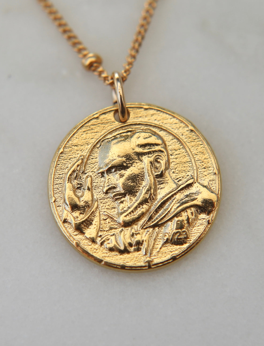 Padre Pio Necklace in Gold Vermeil
