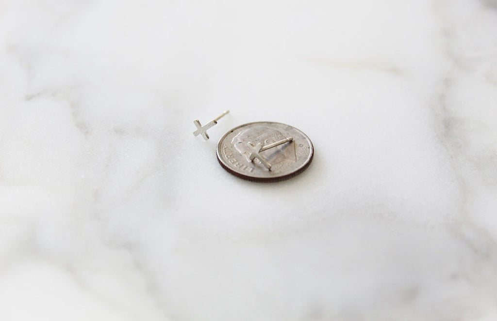 Cross Studs in Sterling Silver