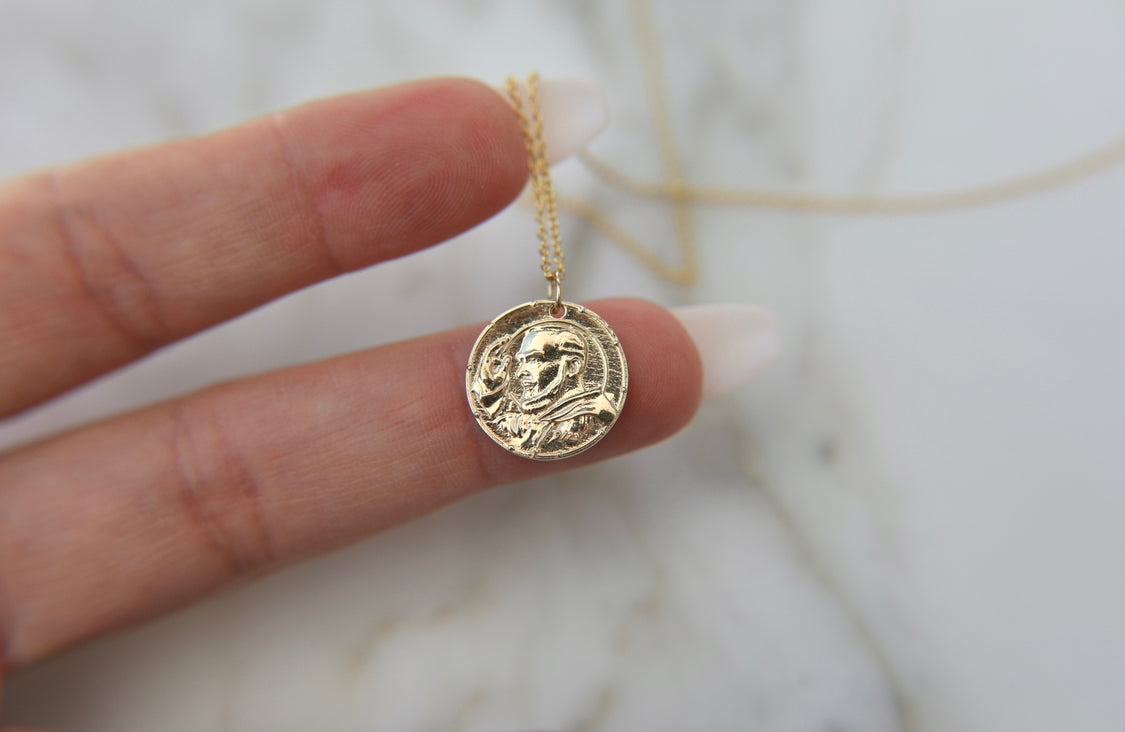 Padre Pio Necklace in 14k Gold