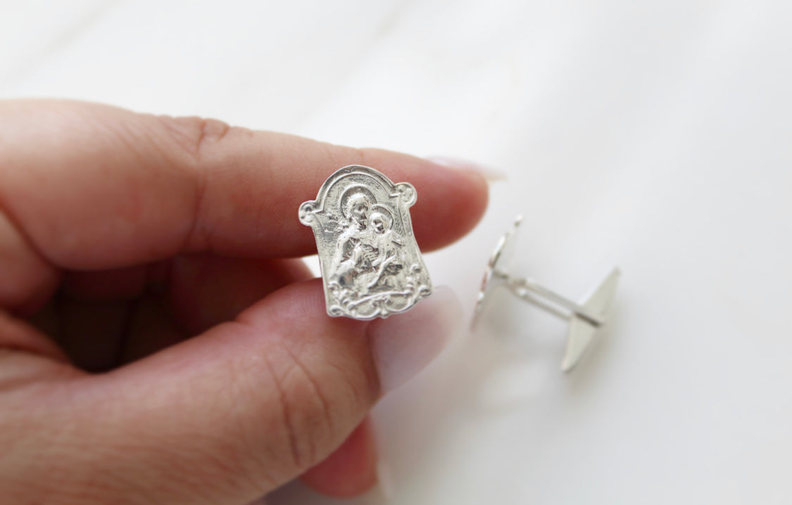 St. Joseph Cufflinks in 925 Sterling Silver
