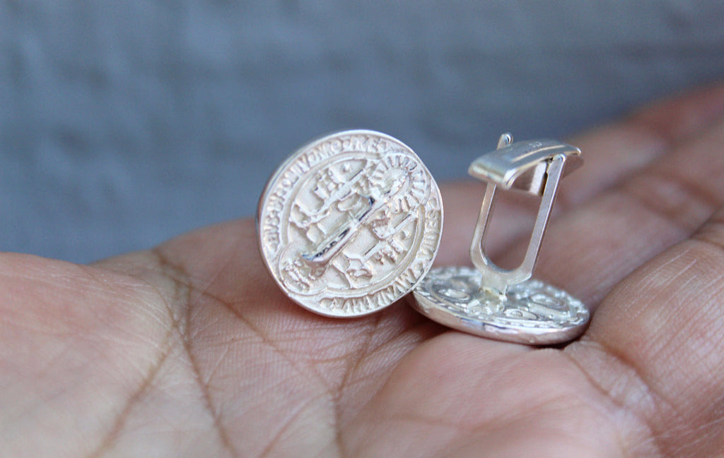 St. Benedict Cufflinks in Silver