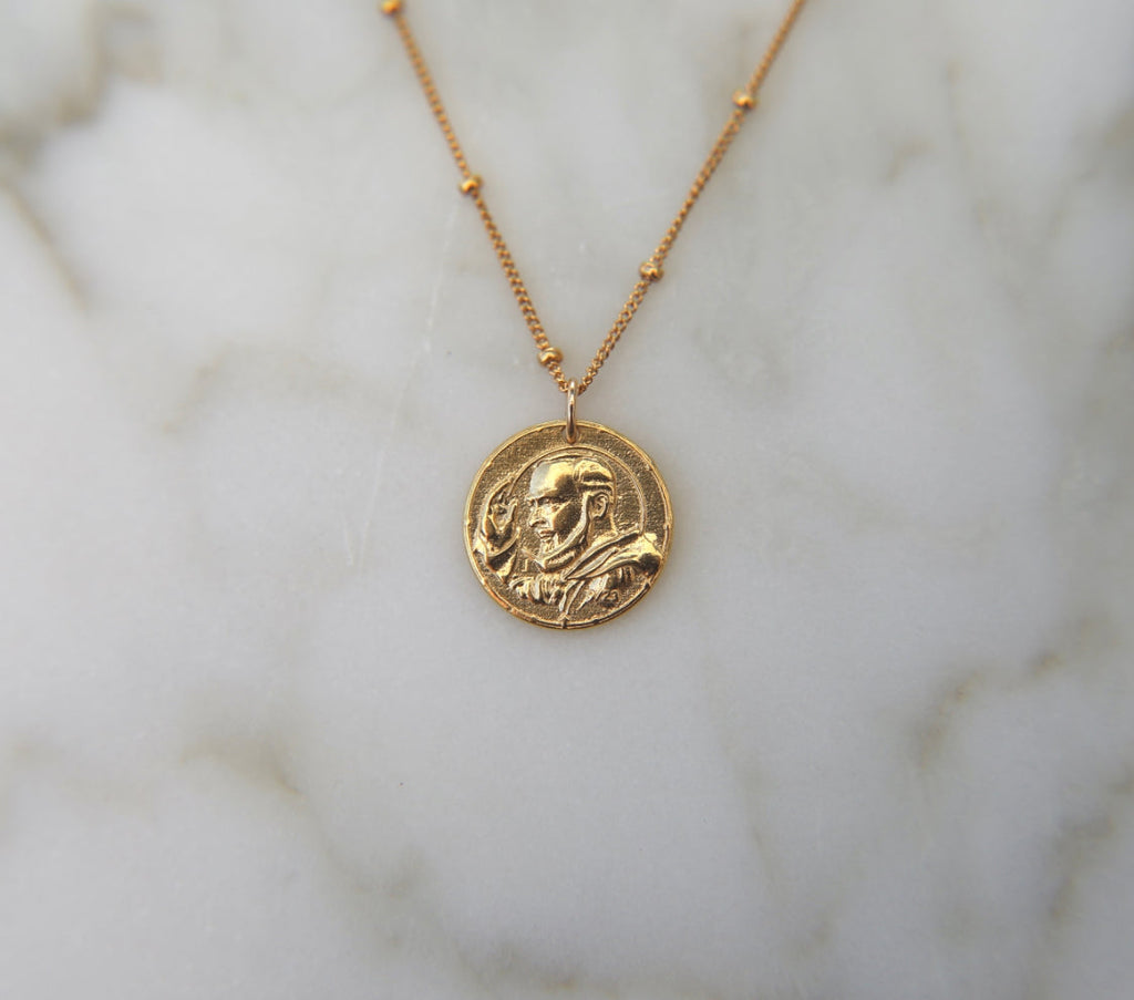 Padre Pio Necklace in Gold Vermeil