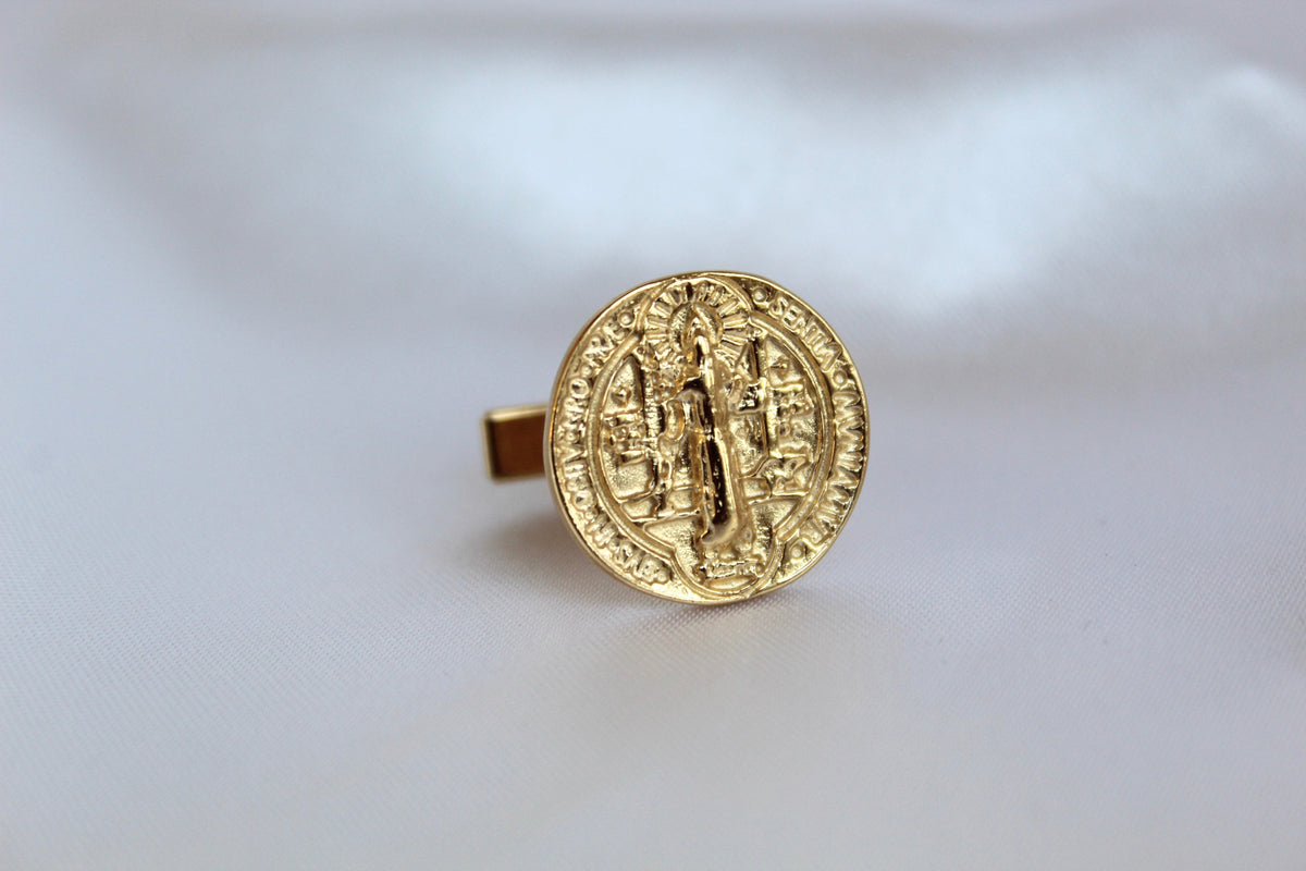 St. Benedict Cufflinks in Gold Vermeil