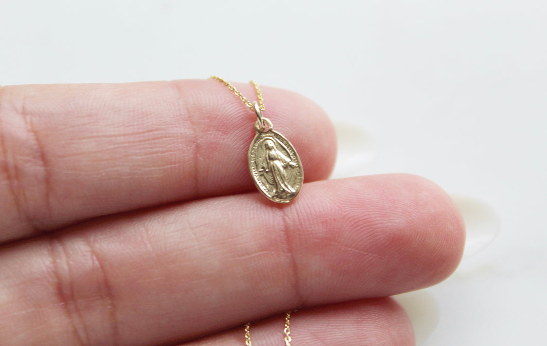 14k Gold Miraculous Medal Necklace