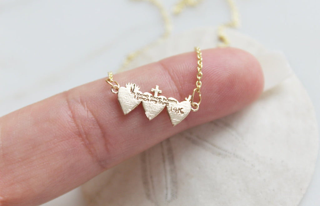 Holy Family Hearts® in 14K Gold Tiny Version