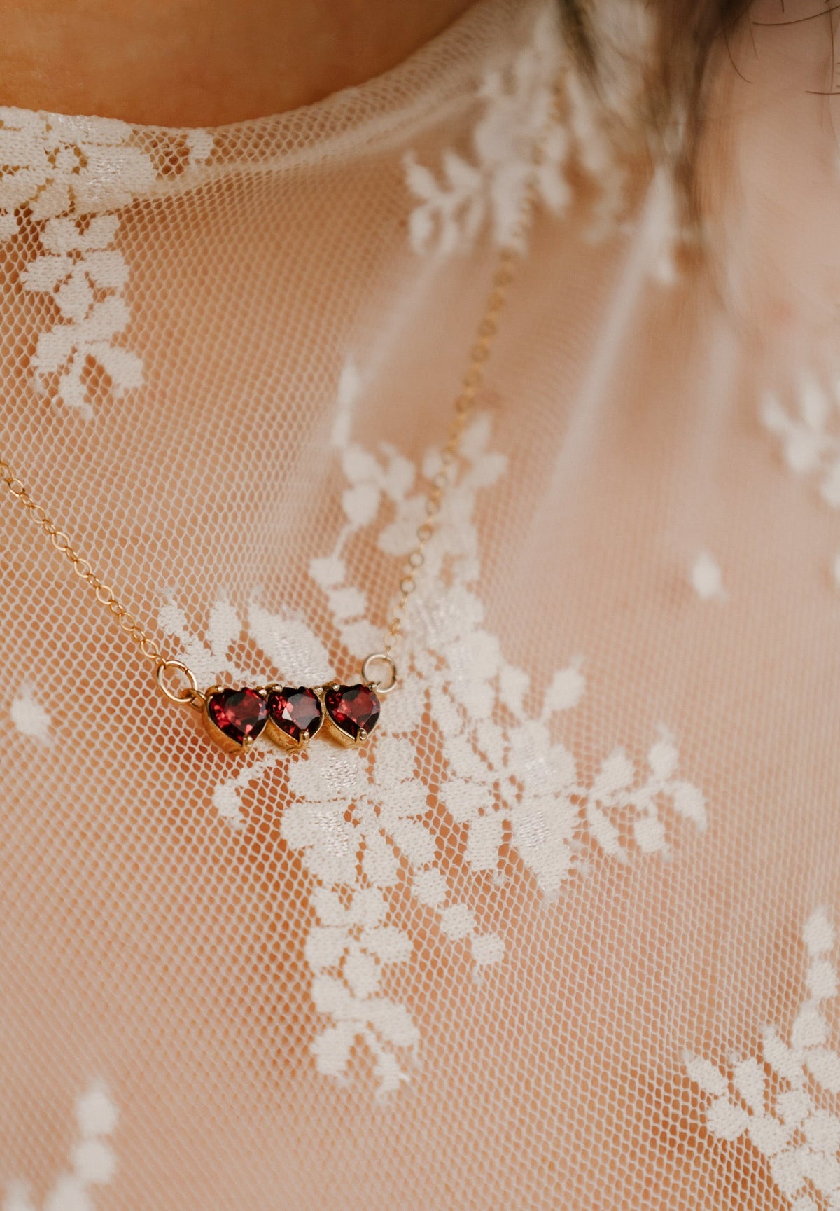 Garnet Holy Family Hearts® | Vermeil
