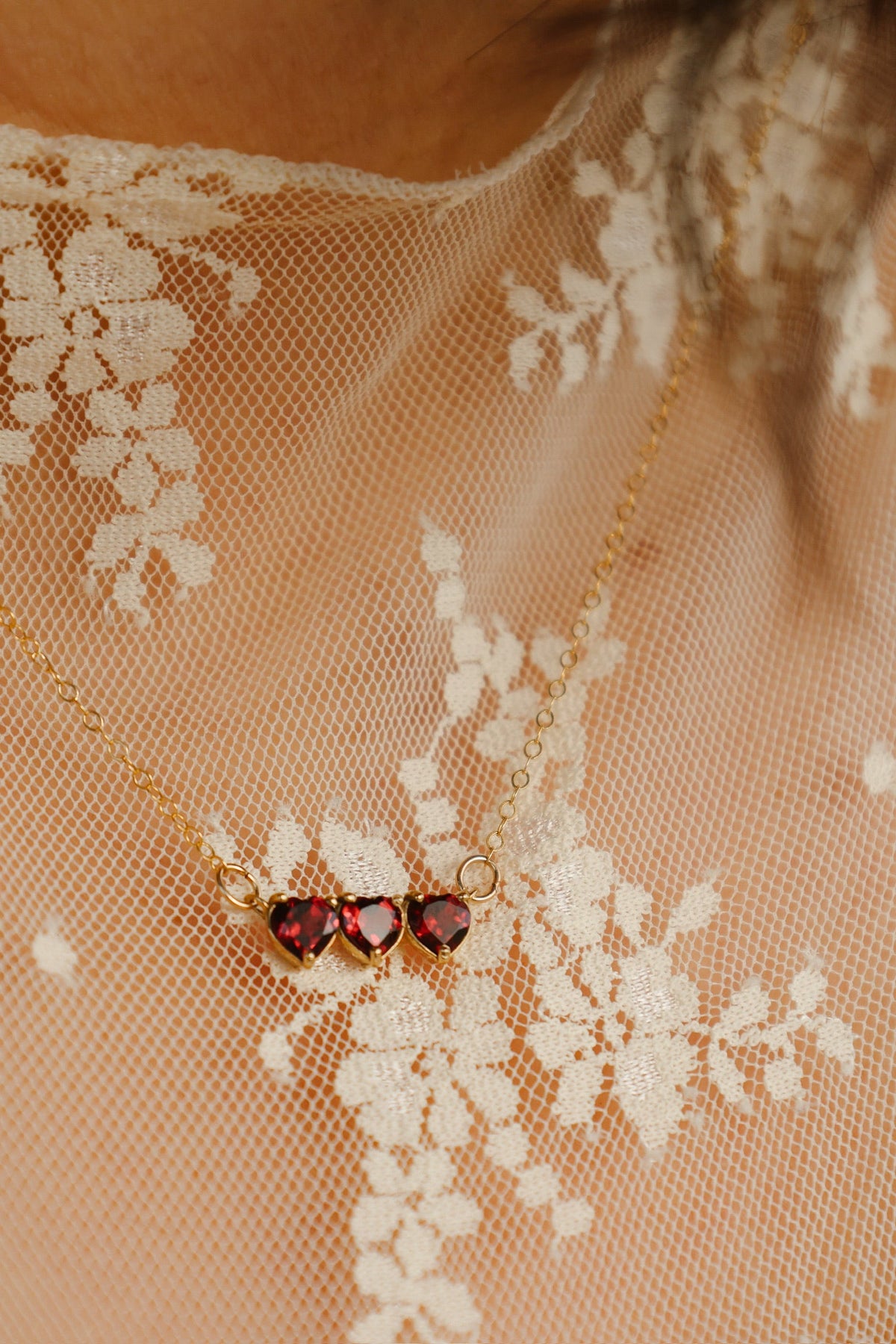Garnet Holy Family Hearts® | Vermeil