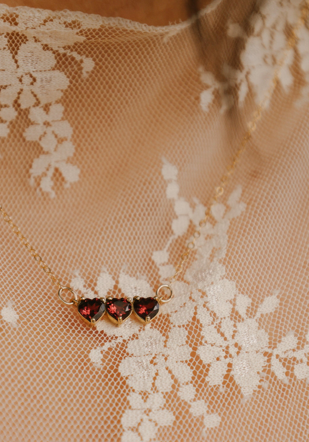 Garnet Holy Family Hearts® | Vermeil