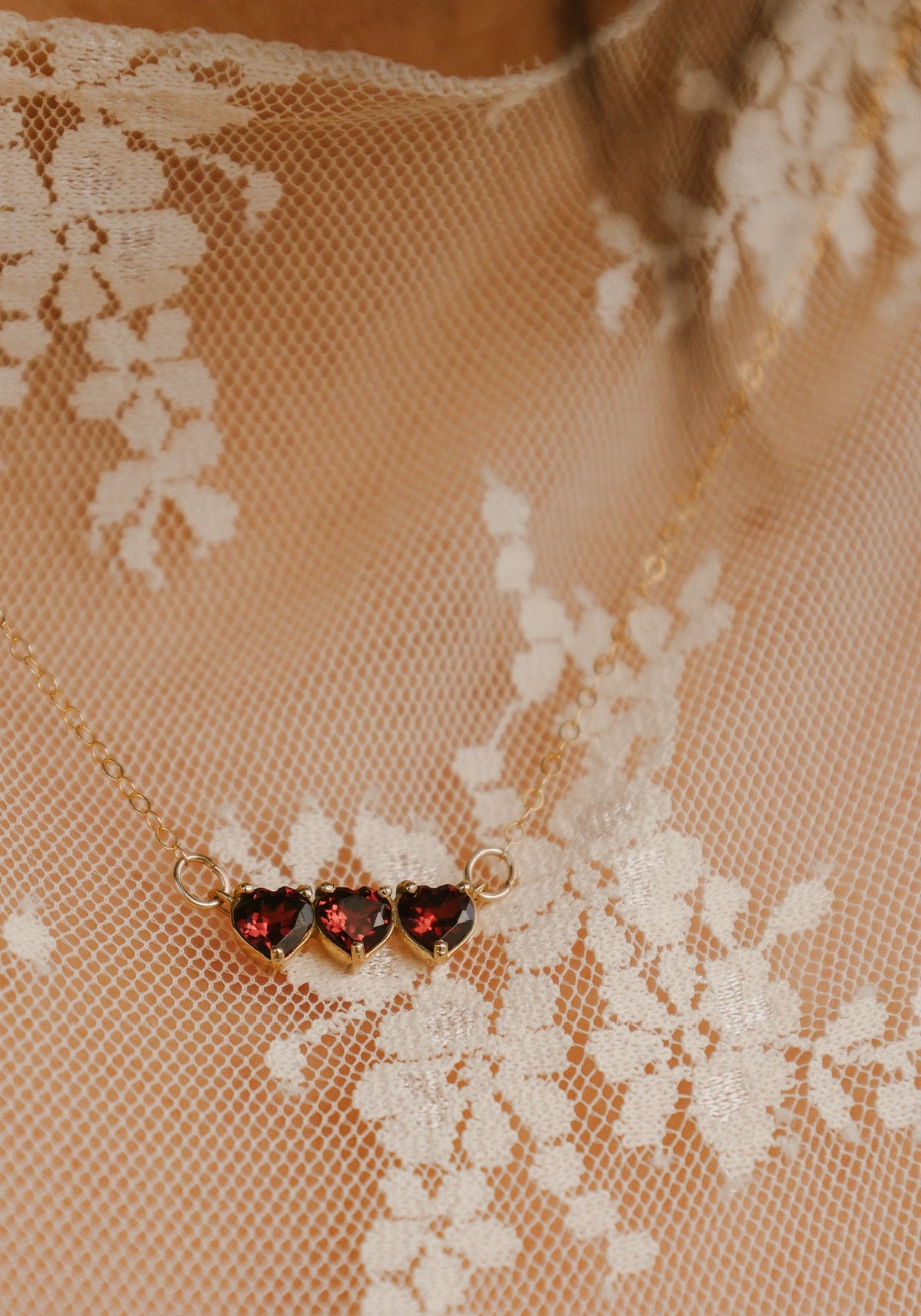 Garnet Holy Family Hearts® | Vermeil