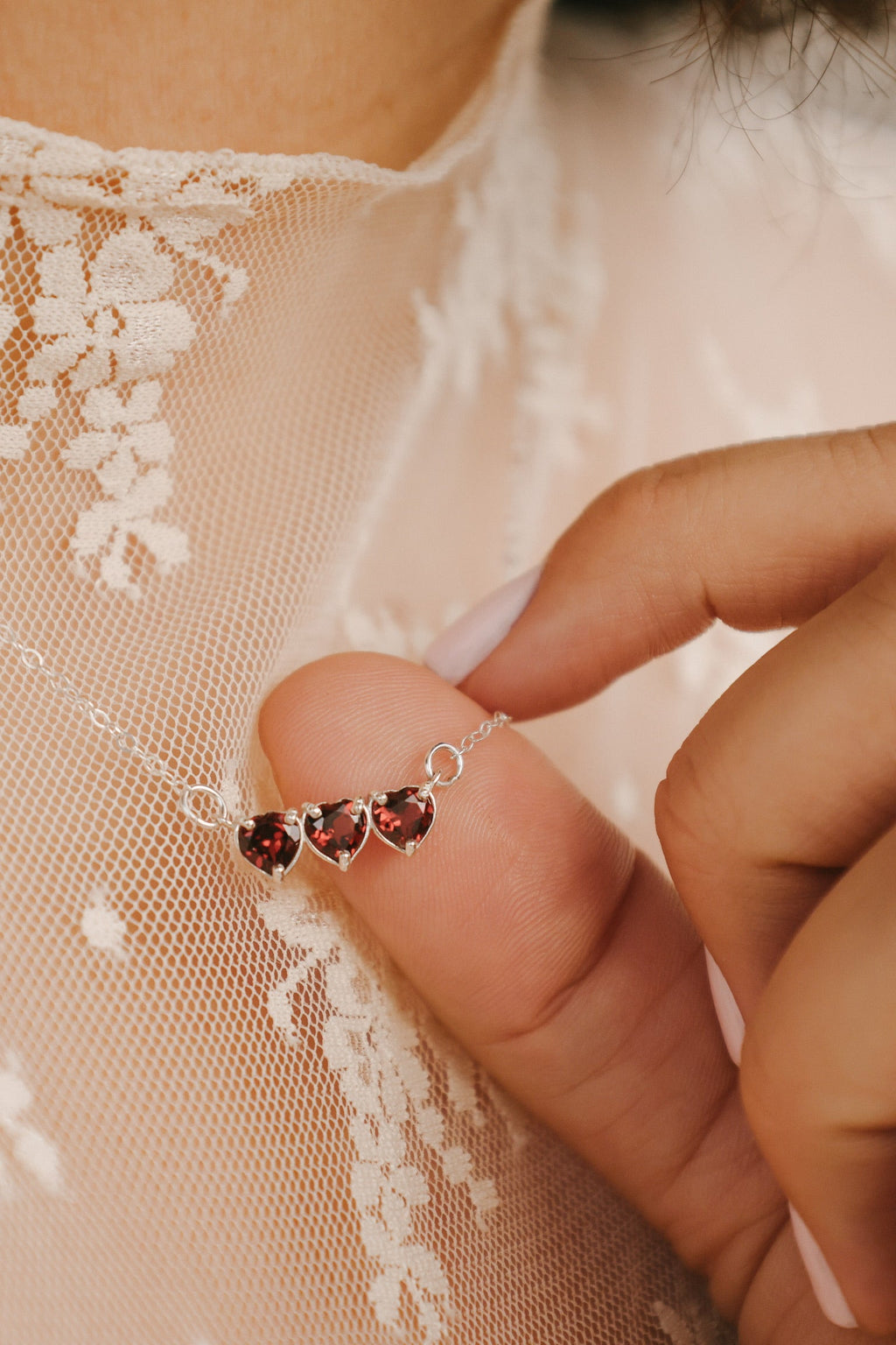 Garnet Holy Family Hearts® | Silver