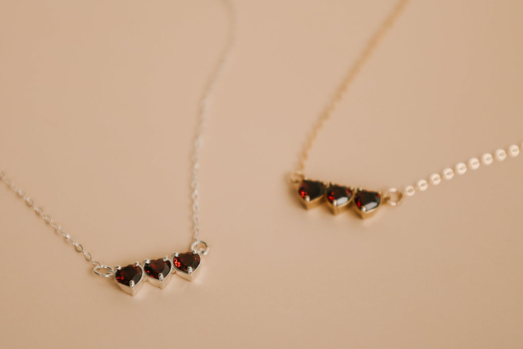 Garnet Holy Family Hearts® | Silver