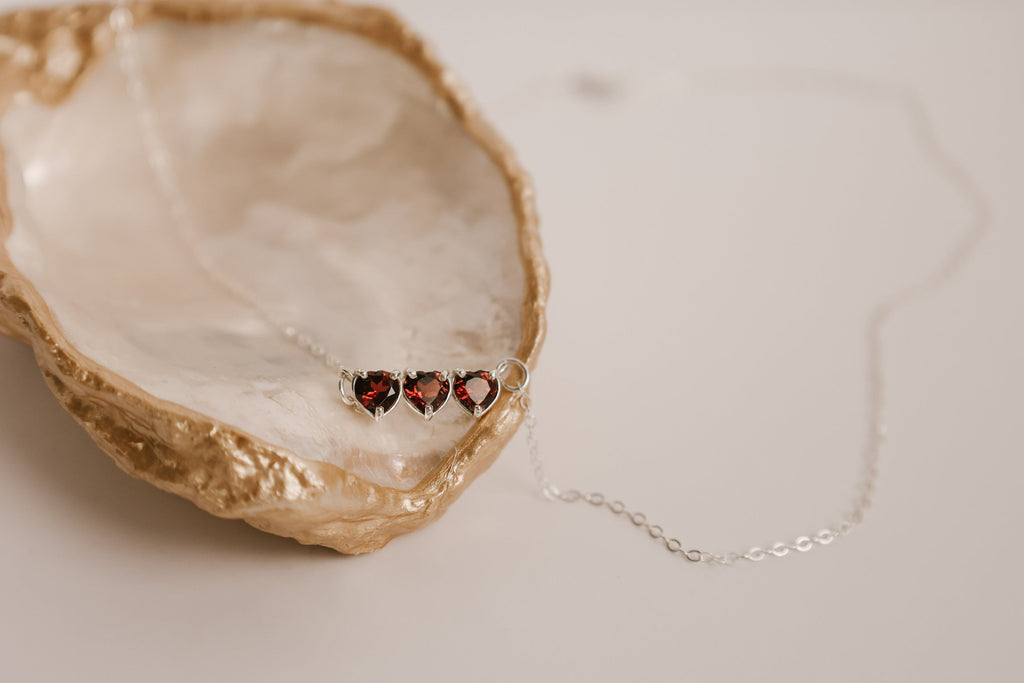 Garnet Holy Family Hearts® | Silver