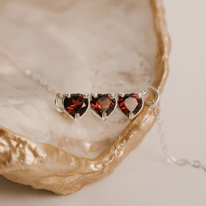 Garnet Holy Family Hearts® | Silver