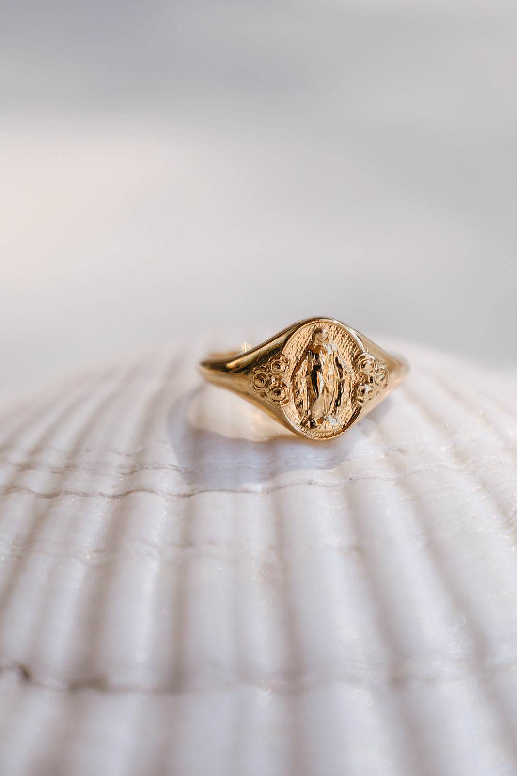 Miraculous Medal Signet Ring in Gold Vermeil
