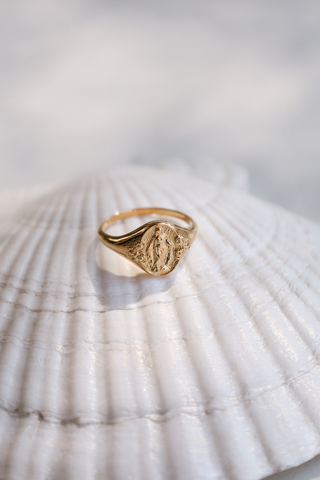 Miraculous Medal Signet Ring in Gold Vermeil
