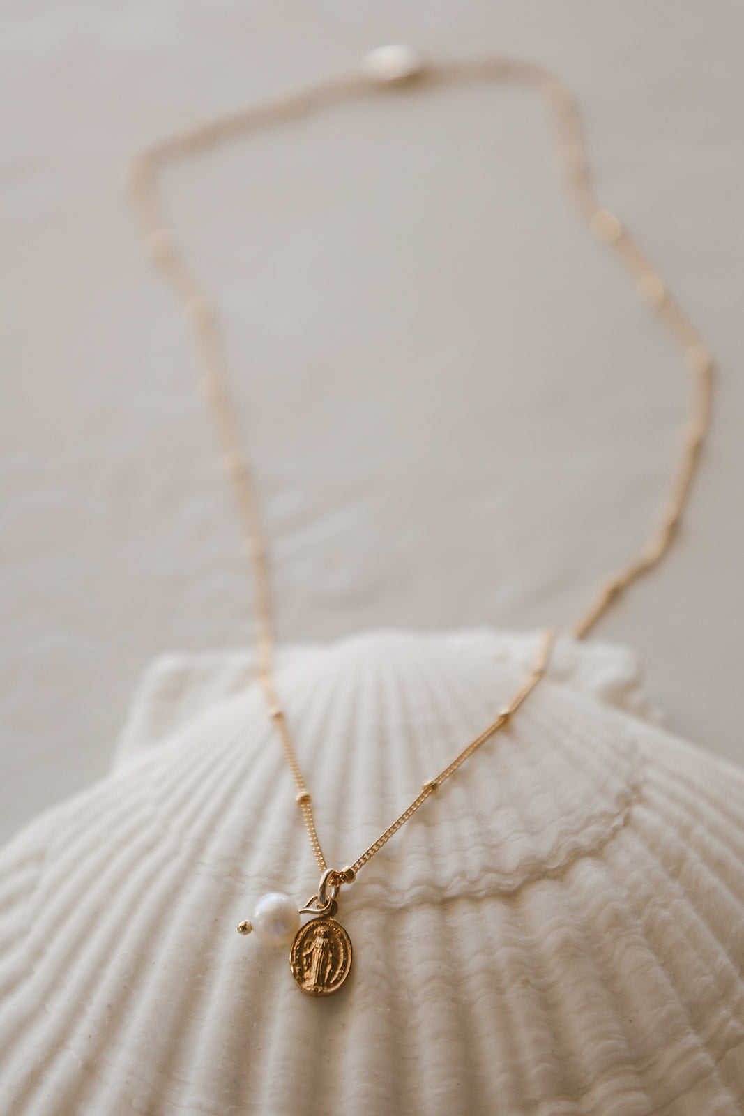 Miraculous Medal & Pearl Necklace