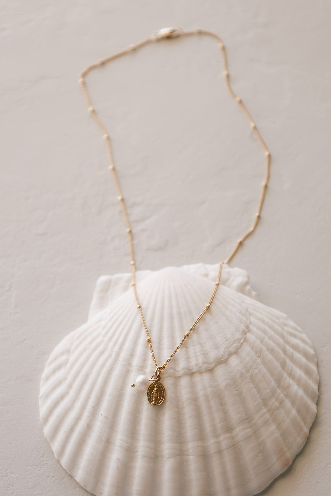 Miraculous Medal & Pearl Necklace