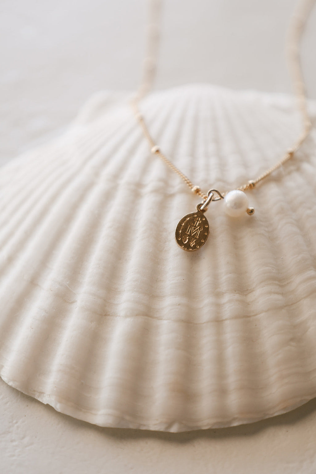 Miraculous Medal & Pearl Necklace