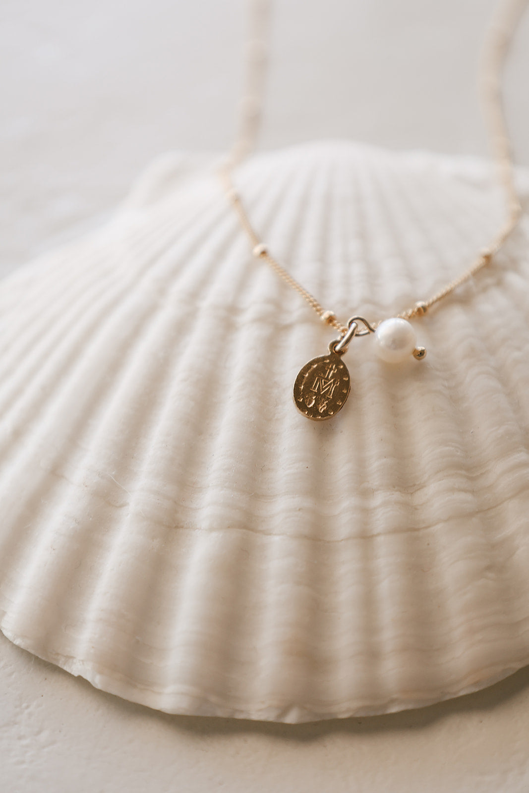Miraculous Medal & Pearl Necklace