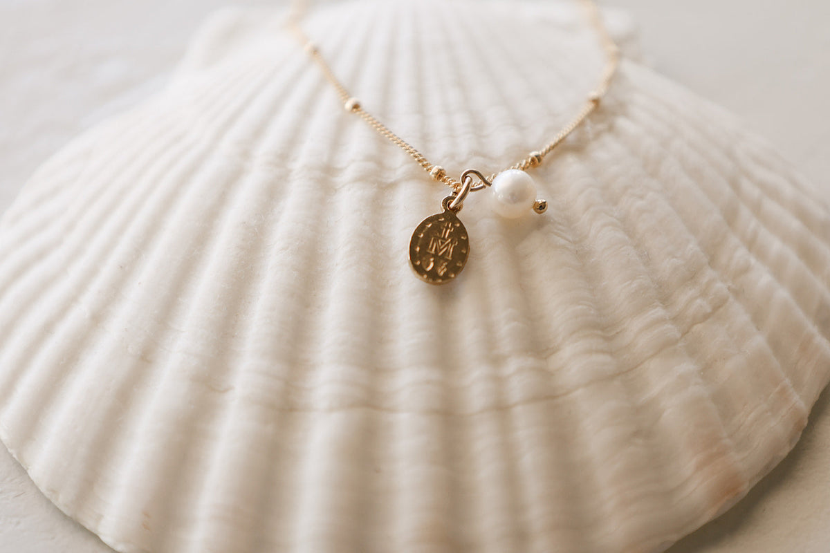 Miraculous Medal & Pearl Necklace