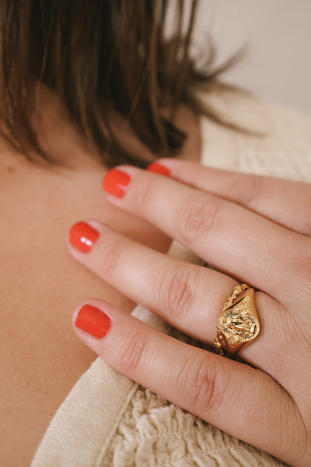 Miraculous Medal Signet Ring in Gold Vermeil