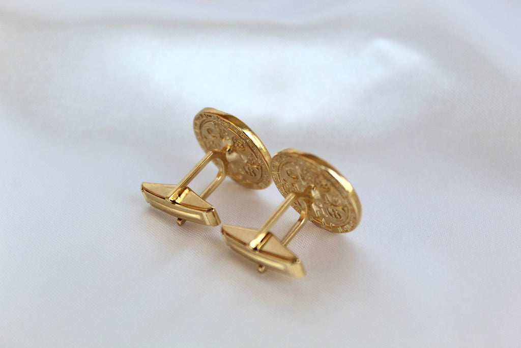 St. Benedict Cufflinks in Gold Vermeil