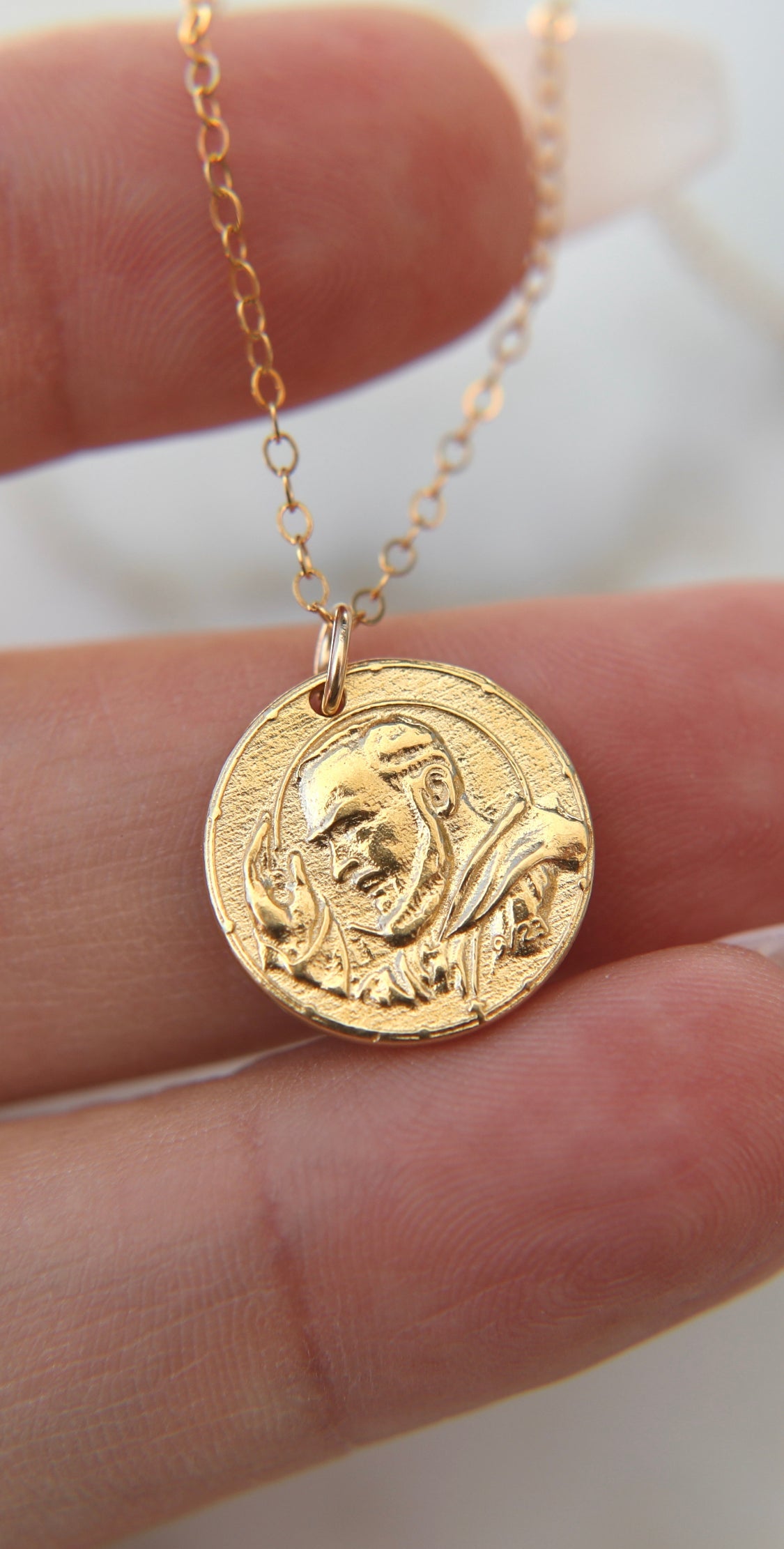 Padre Pio Necklace in Gold Vermeil